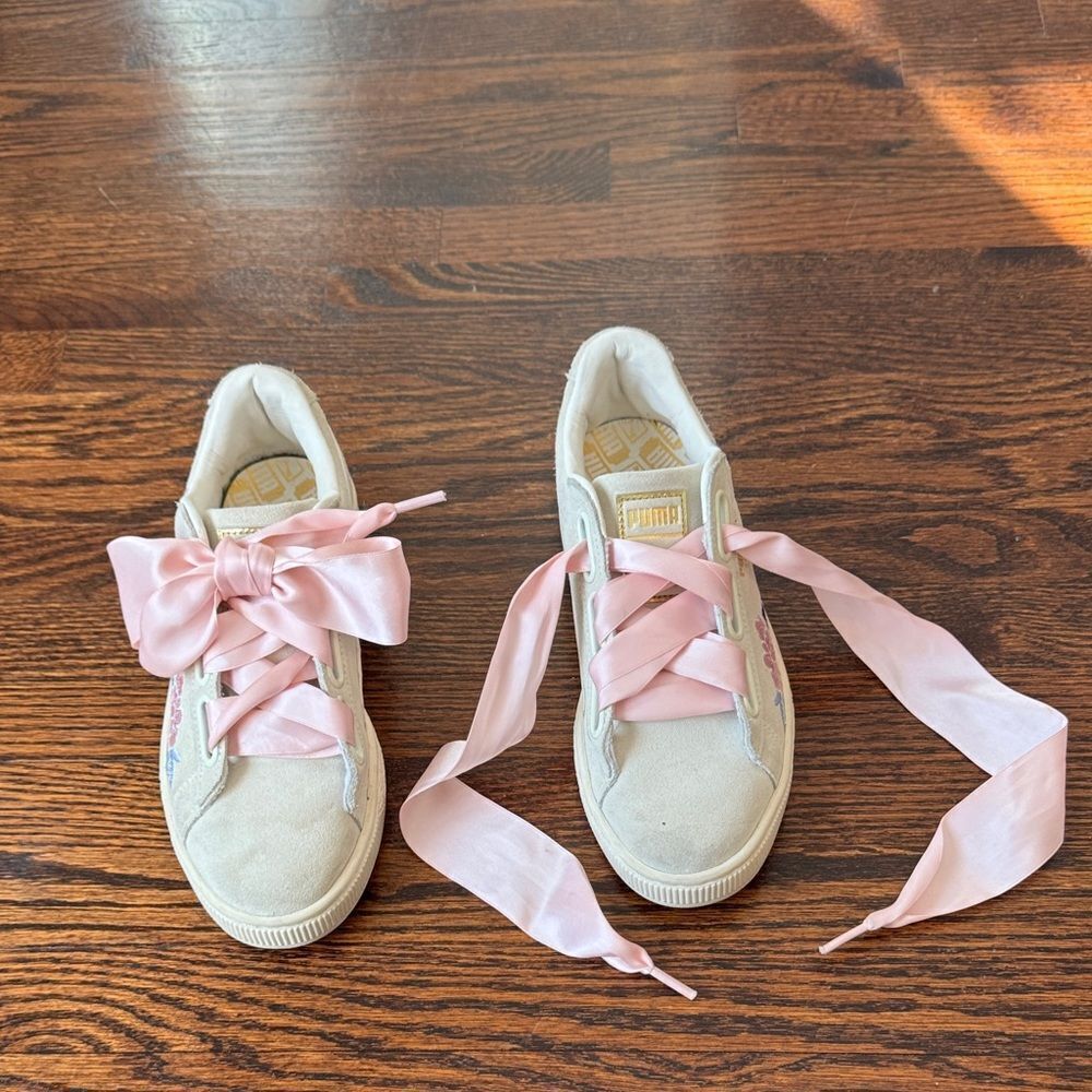 Puma Sneakers with Pink Satin Laces
